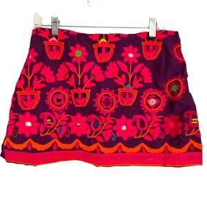 Jedzebel Embroidered Floral Flower Skirt Size Large
